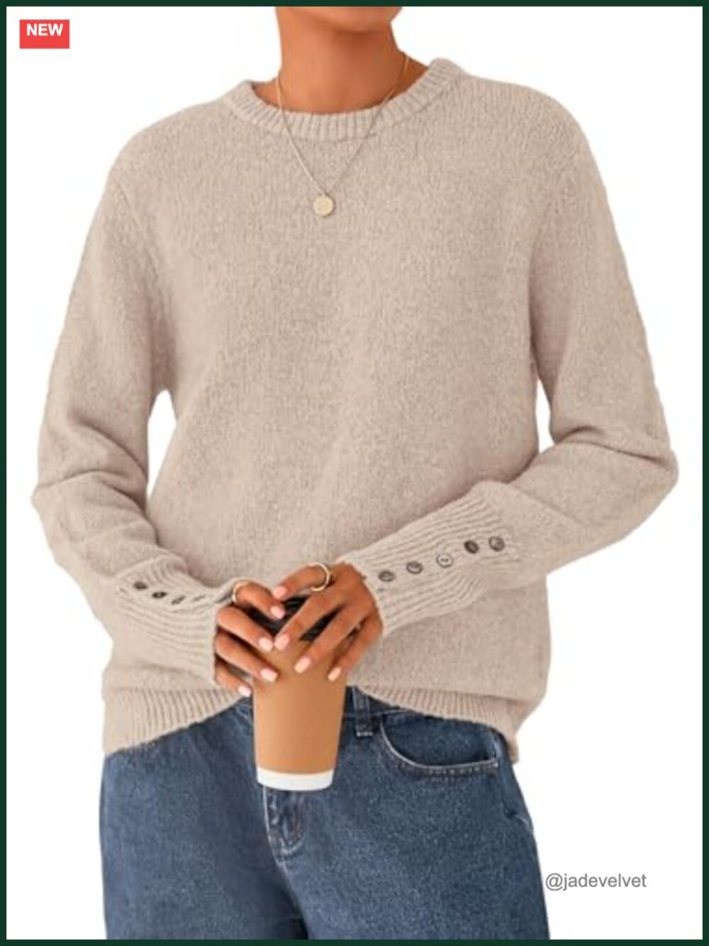 Cozy Casual Ribbed Knit Pullover Sweater with Button Sleeve Detail